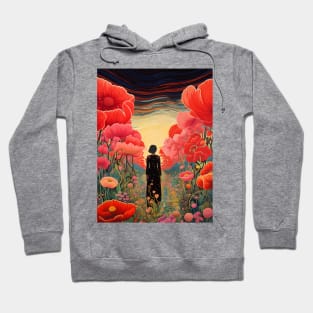 Woman in dreamy Popper flower garden Hoodie